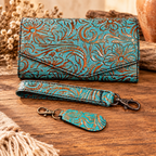 Handmade Turquoise Embossed Wallet