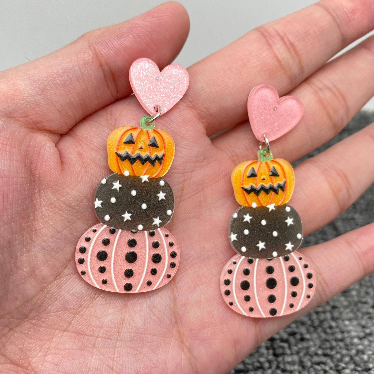 Pumpkin Pink Heart Post Earrings