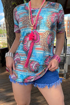 Leopard & Chief Head Printed Top