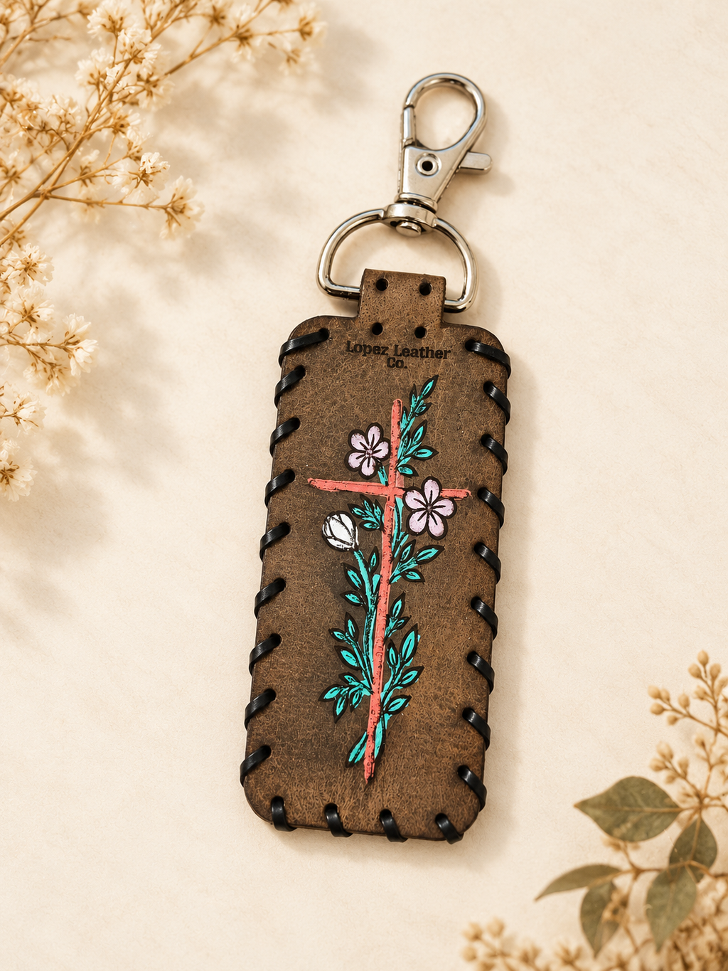 Handcrafted Leather Cross Keychains