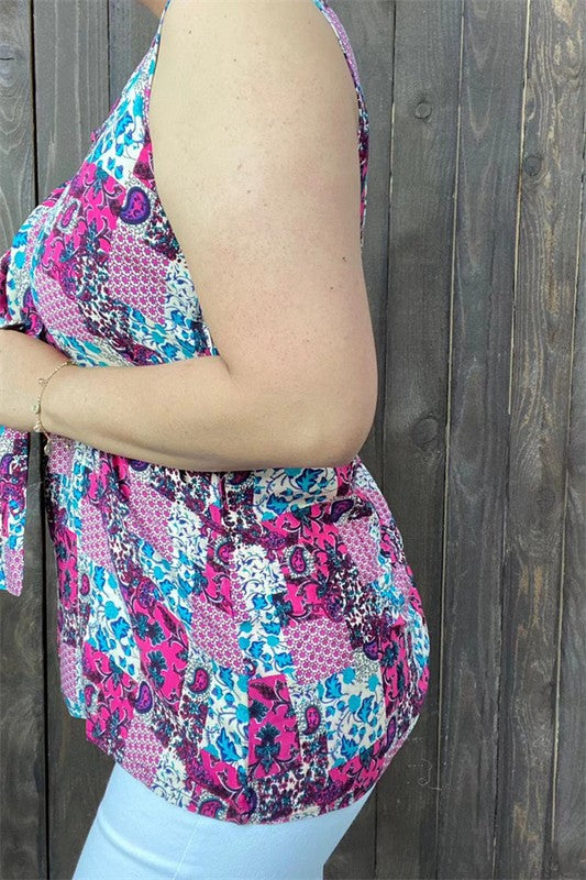 Patchwork Sleeveless Blouse