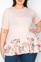 Tunic Top W Contrast Double Frill Hem