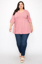 V Neck Ruffle Sleeves Tunic Top