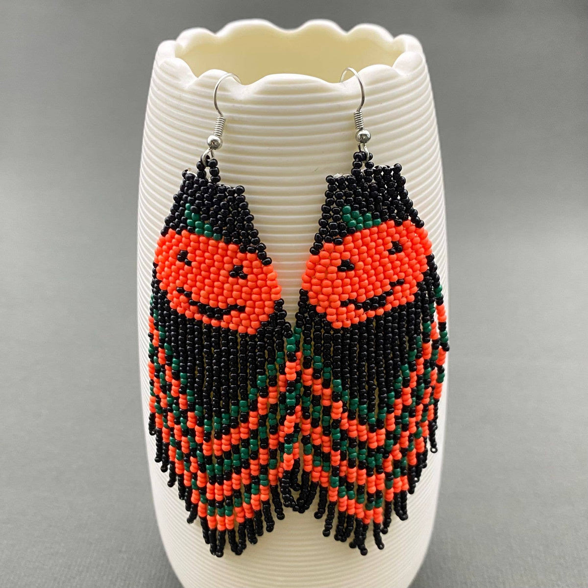 Hello Pumpkin Beads Tassel Earrings