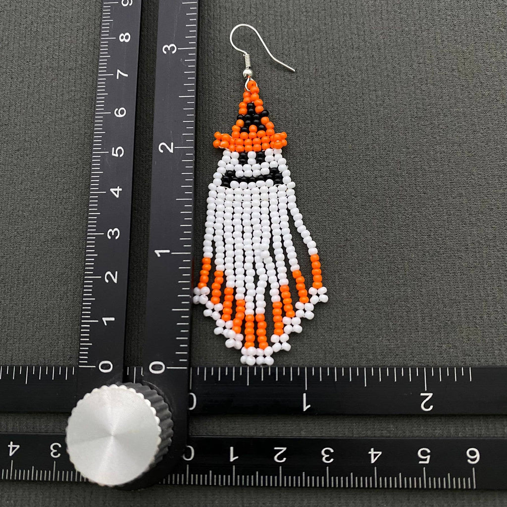 Ghostly Beads Fringe dangle Earrings
