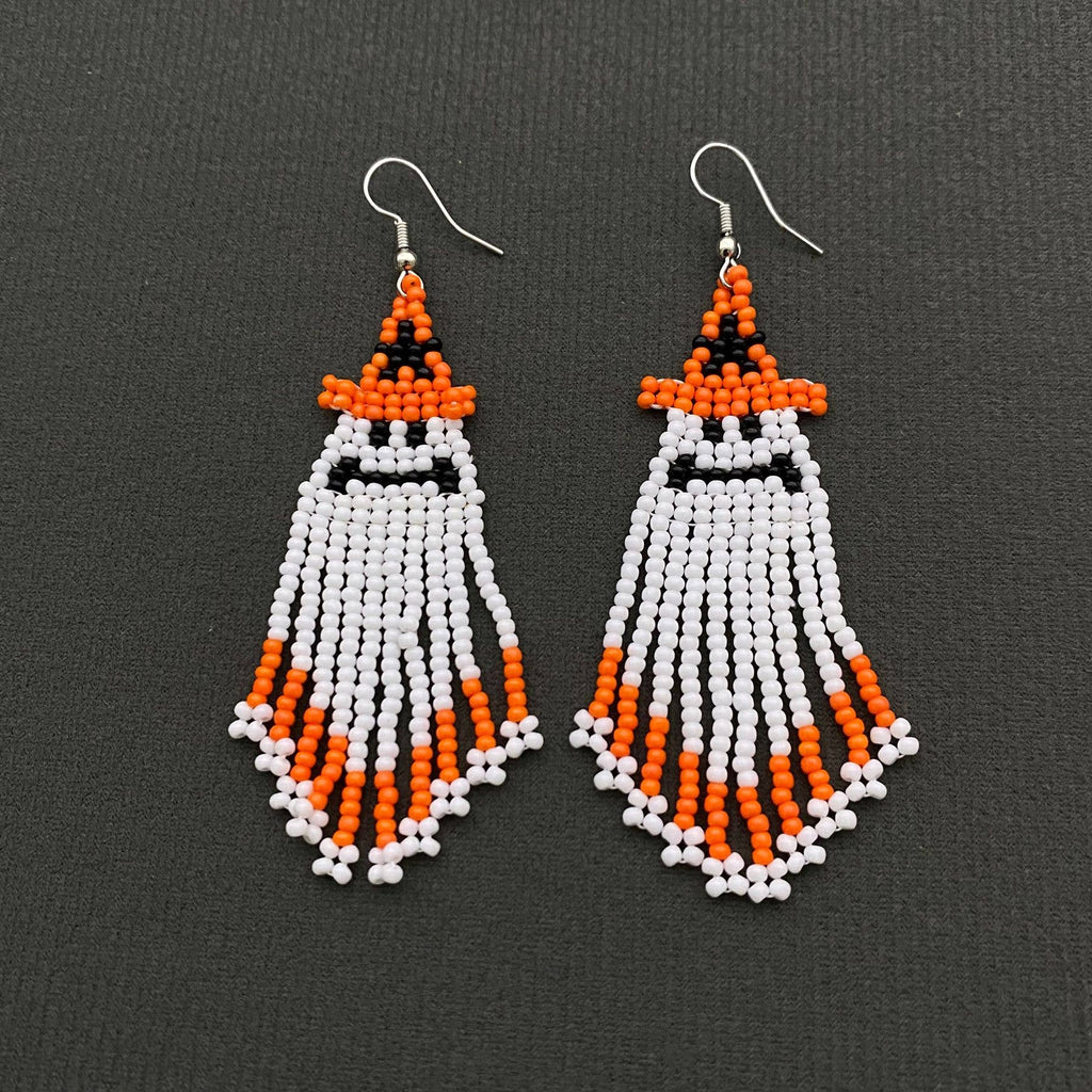 Ghostly Beads Fringe dangle Earrings