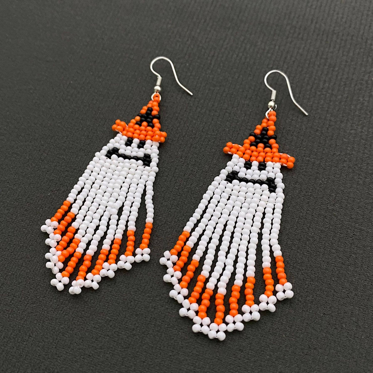 Ghostly Beads Fringe dangle Earrings
