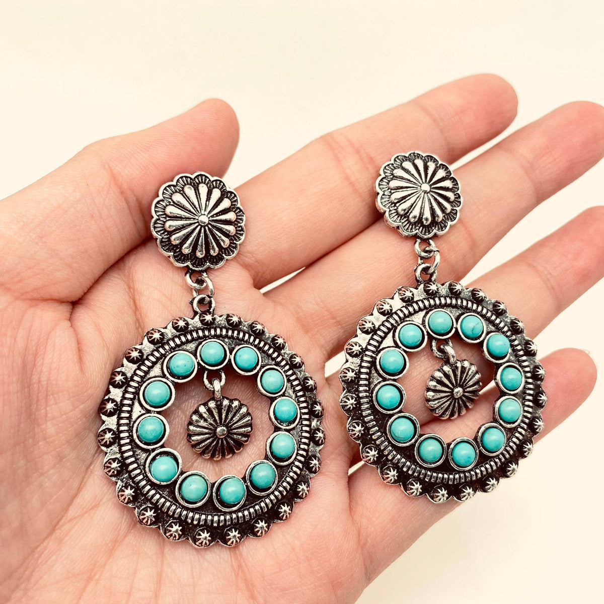 Turquoise Round Post Earrings