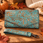 Handmade Turquoise Embossed Wallet