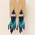 Midnight Teal Symphony Beaded Earrings
