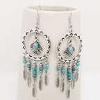 Turquoise Bird Dreamcatcher Tassel Earrings