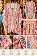 Blush & Bloom | Crochet-Trim Floral Kimono