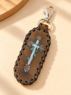Handcrafted Leather Cross Keychains
