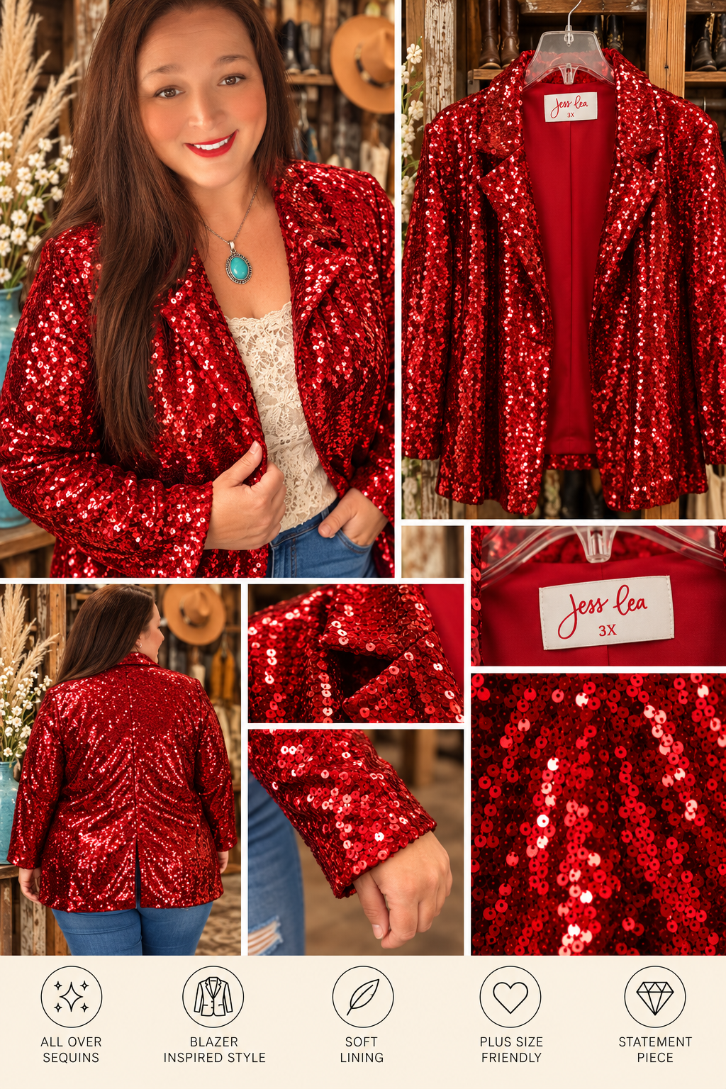 All Eyes on Me | Jess Lea Ruby Red Sequin Blazer