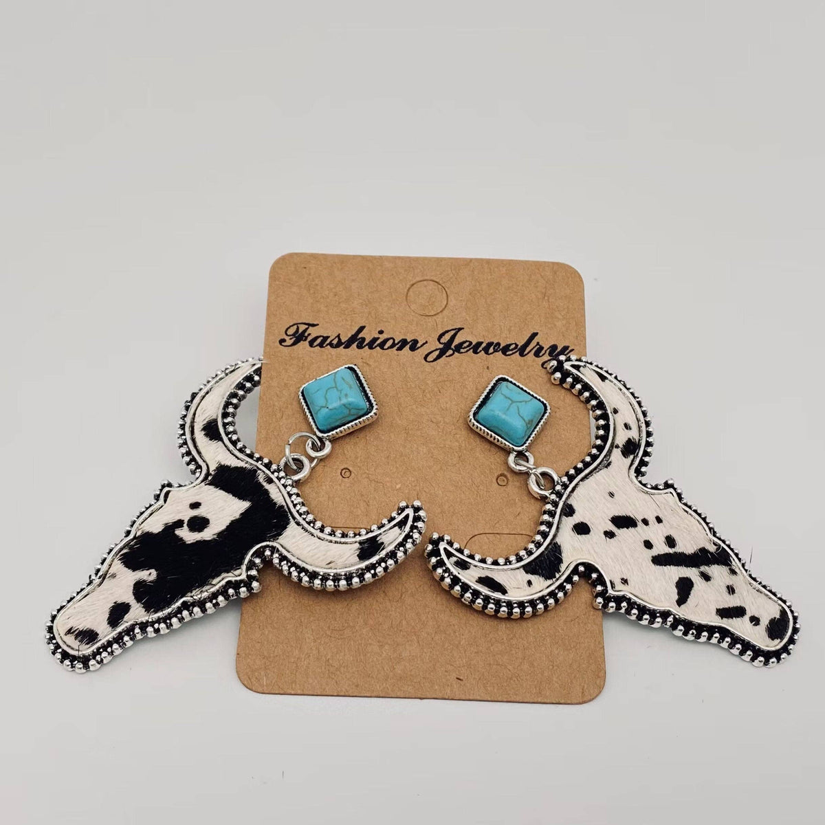 Cowhide Cowhead Stud Earrings