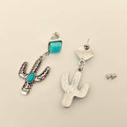 Turquoise Cactus Pendant Post Earrings