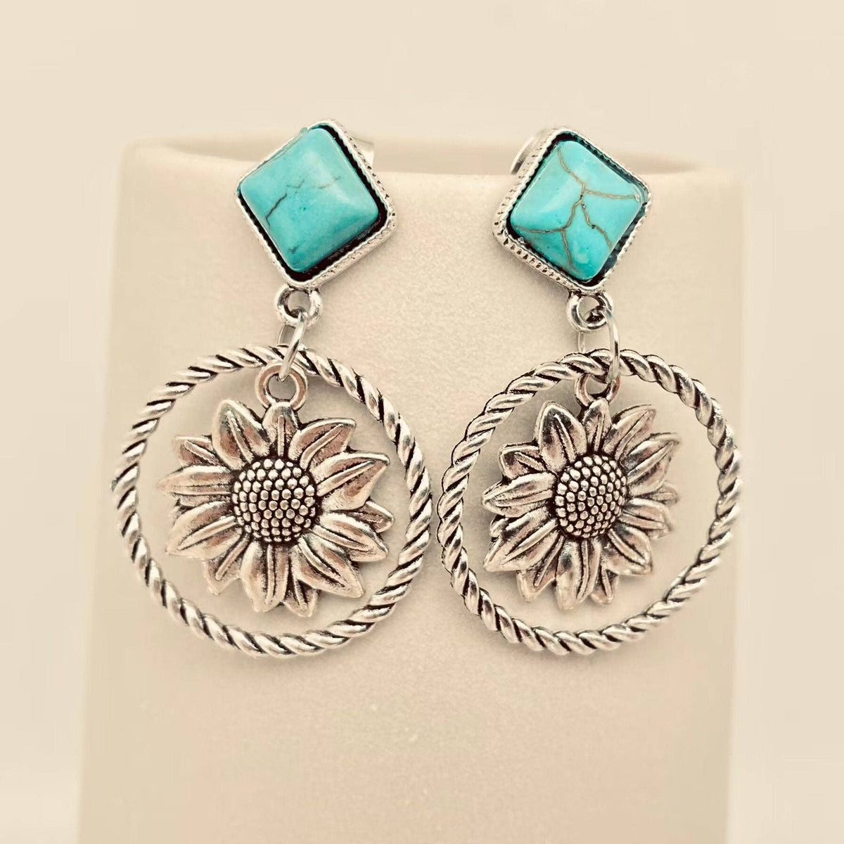 Roped Cactus Pendant Post Earrings