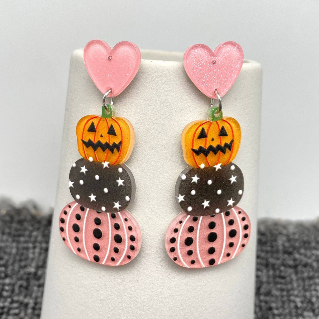 Pumpkin Pink Heart Post Earrings