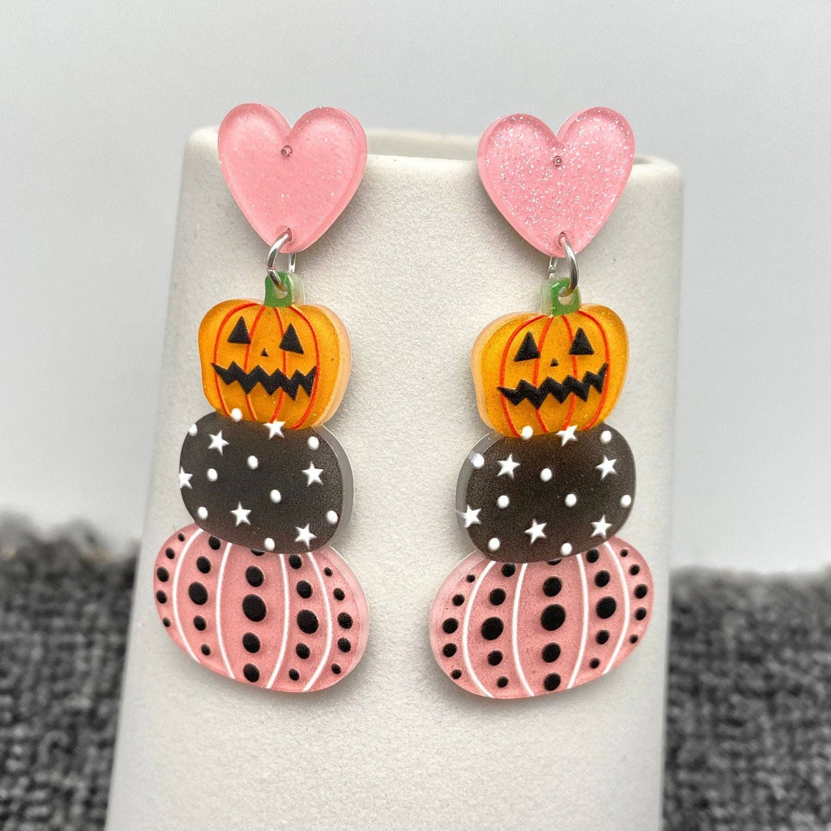 Pumpkin Pink Heart Post Earrings