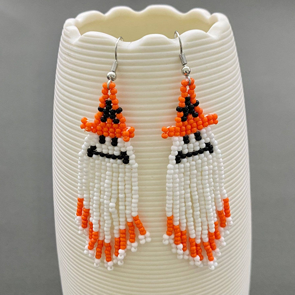 Ghostly Beads Fringe dangle Earrings