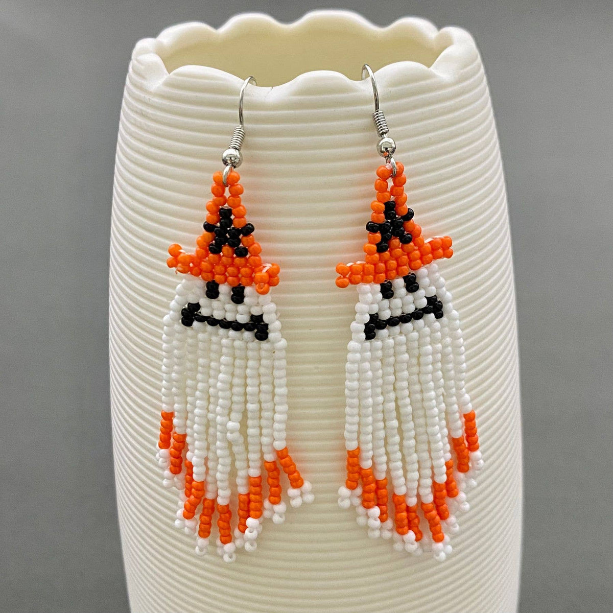 Ghostly Beads Fringe dangle Earrings