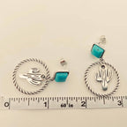 Roped Cactus Pendant Post Earrings