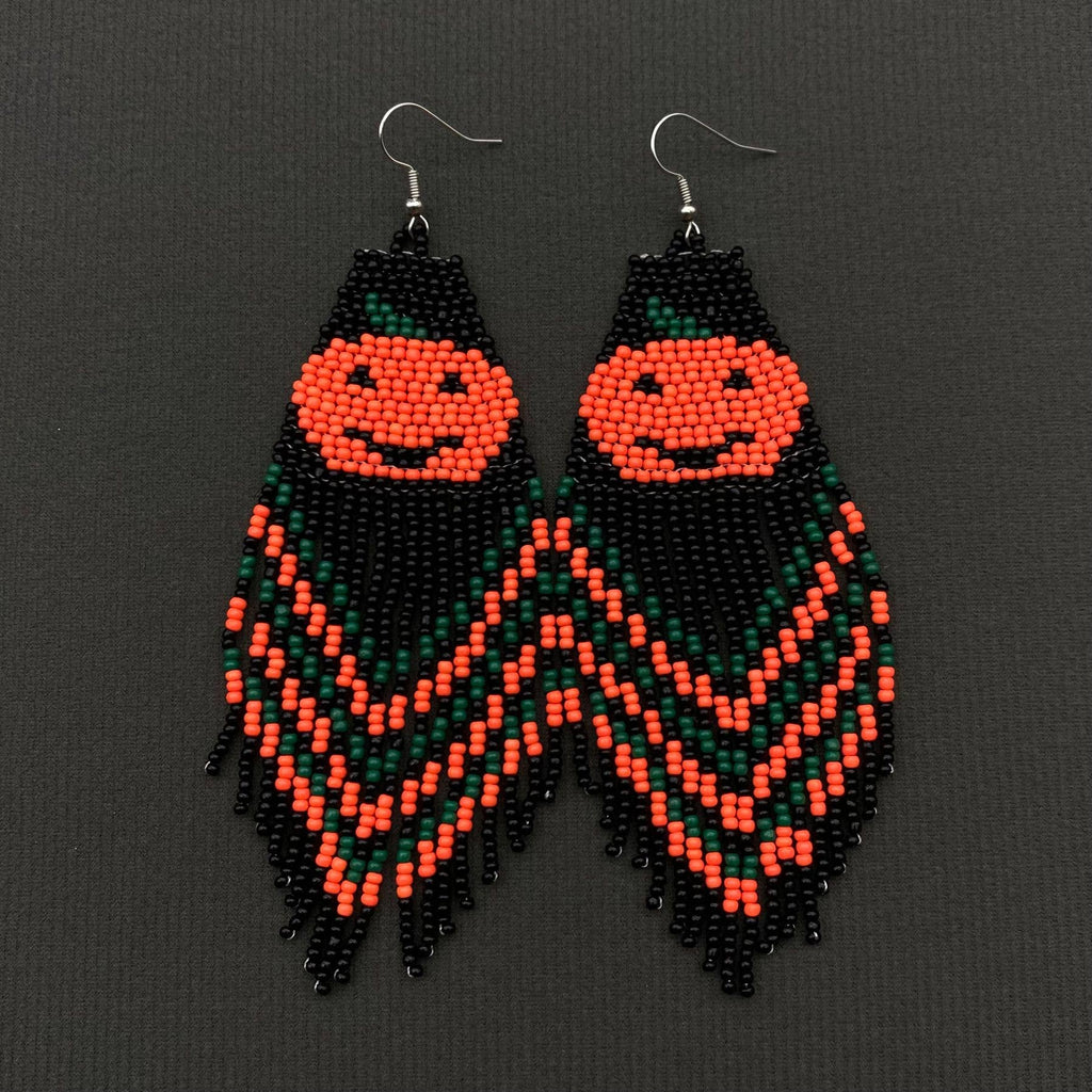Hello Pumpkin Beads Tassel Earrings