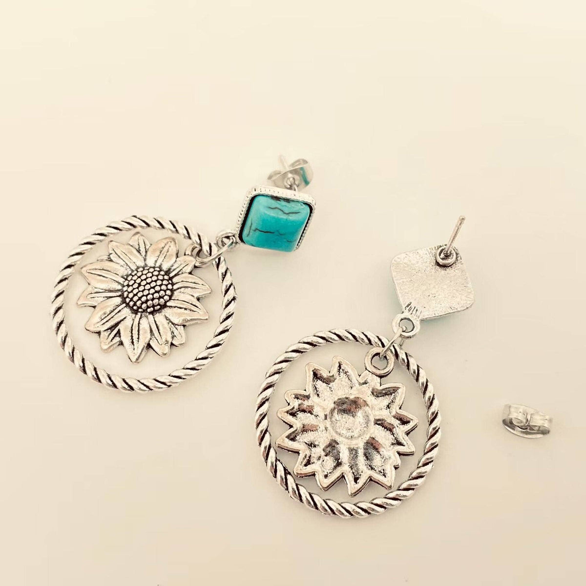 Roped Cactus Pendant Post Earrings